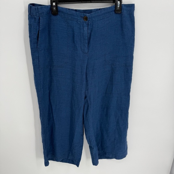 J Jill Womens Love Linen Pants Size Large Petite Blue Flat Front Pockets - Picture 8 of 8
